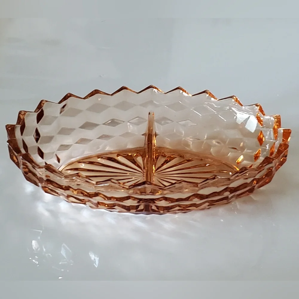 Vntg "Whitehall Peach" 2-Part 10" Oval Dish by Colony - Picture 2 of 16